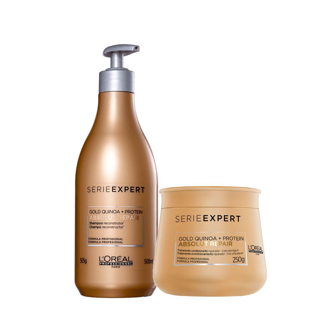L'Oréal KIT duo Absolut Repair Gold Quinoa + Protein- 01 shampoo 500 ml  e  01 máscara 250g