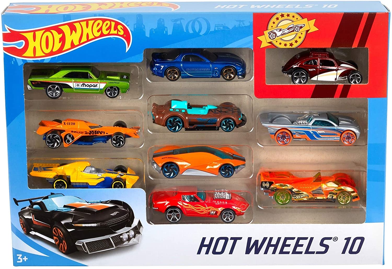 Hot Wheels - Pacote 10 Carros Sortidos (NÃO É POSSIVEL ESCOLHER AS CORES)