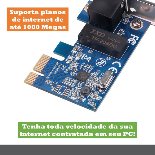 Placa de Rede Ethernet Pci-e 10/100/1000mbps Gigabit + Perfil Baixo