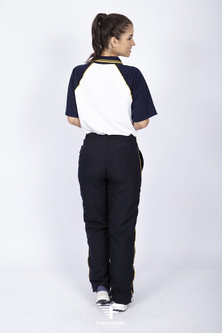 FUN Camisa Gola Polo Corpo Branco Manga Azul CFNP Funcional Unissex Ensino Medio