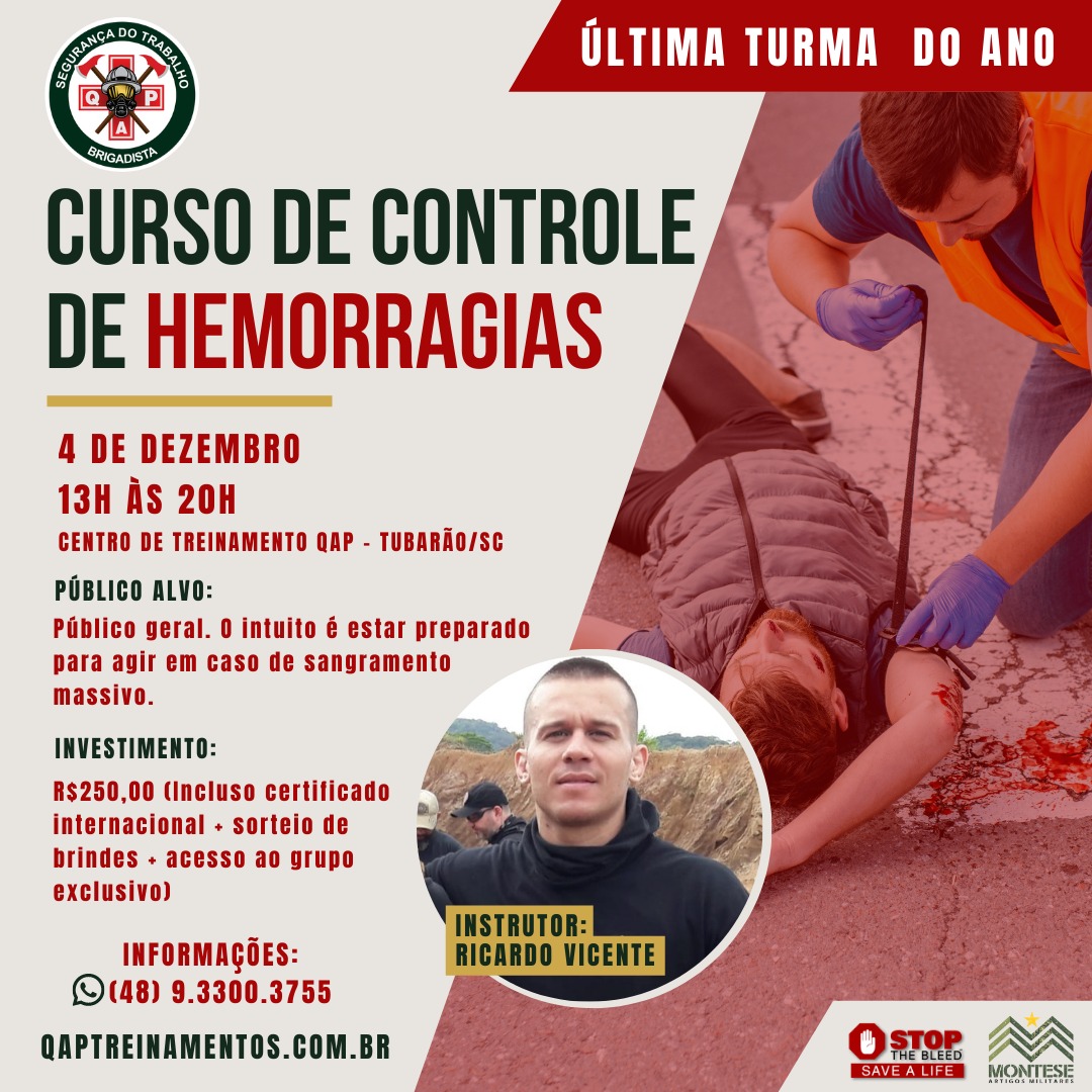 QAP Curso Controle de Hemorragias - STOP THE BLEED - 04/12/21