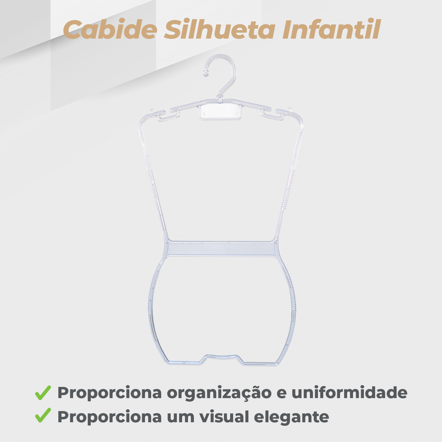 Kit Cabide Silhueta Infantil Transparente - 20 Unidades