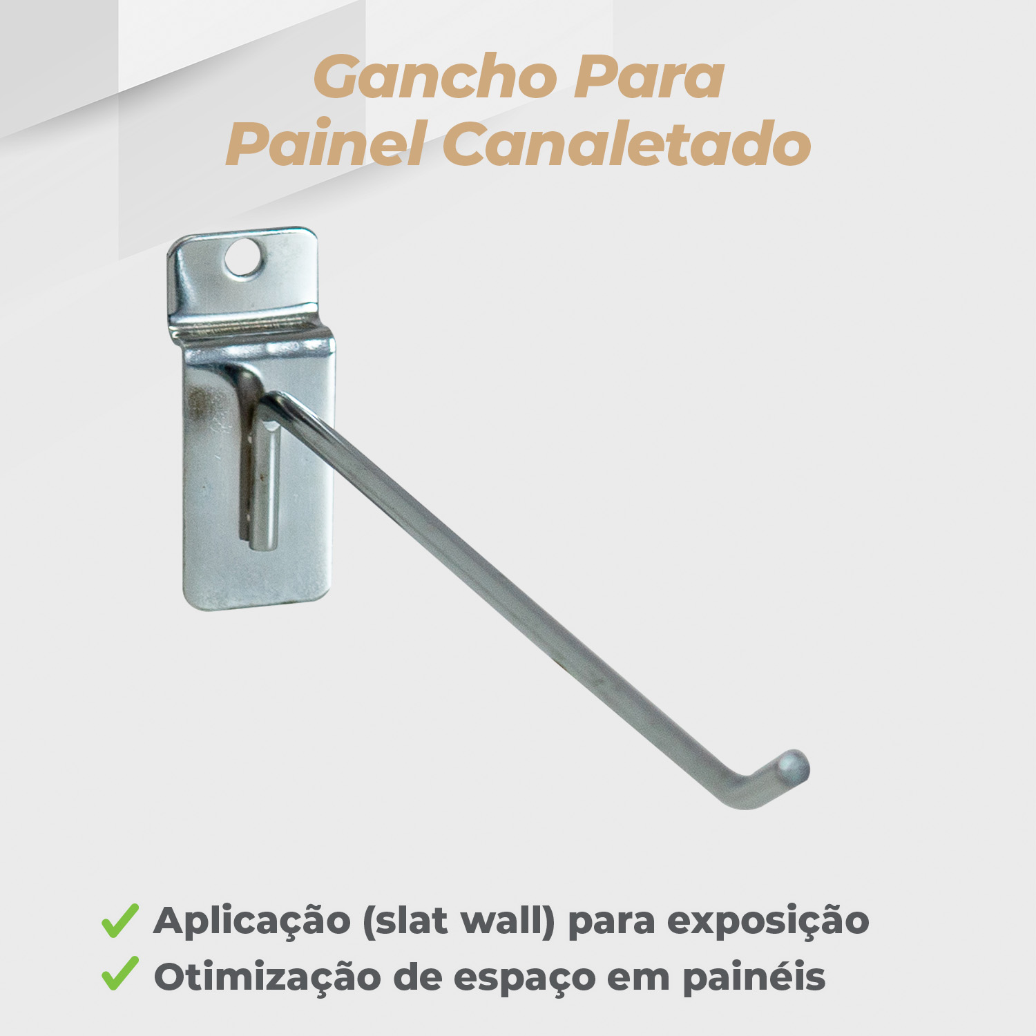 Kit Gancho Painel Canaletado 20cm Cromado - 50 Unidades