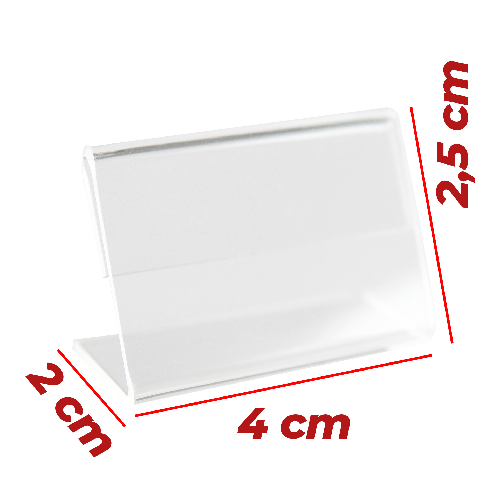 Kit Porta Preço Transparente 4x2,5cm - 10 Unidades