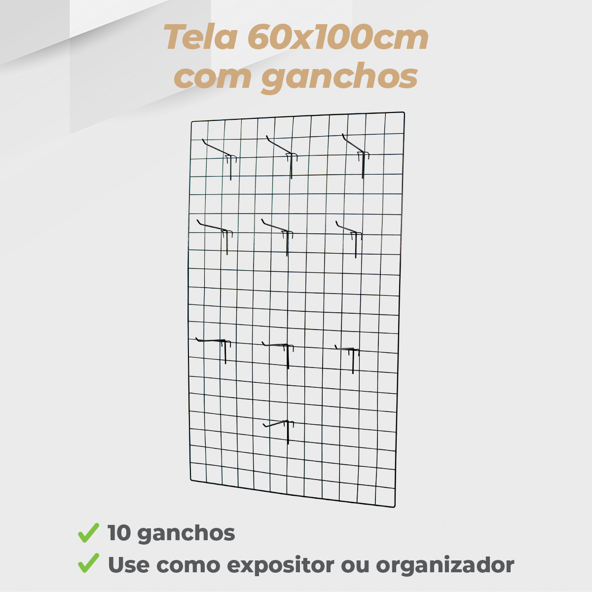 Kit Tela Mural 60x100cm + 10 Ganchos 15cm
