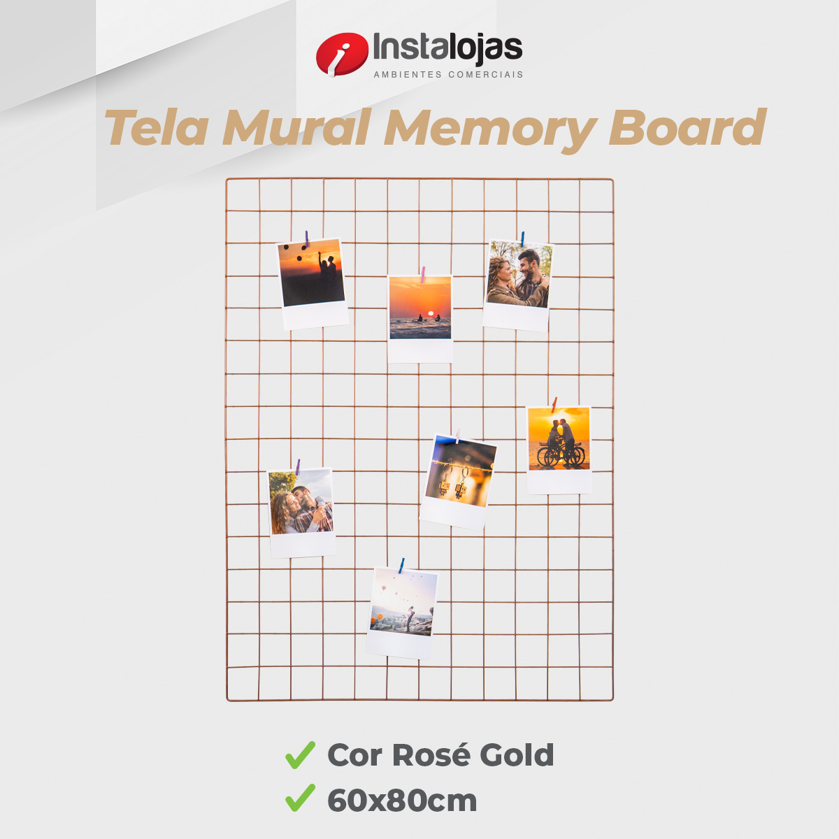 Kit Tela Mural Memory Board 60x80cm Rosé Gold - 2 Unidades