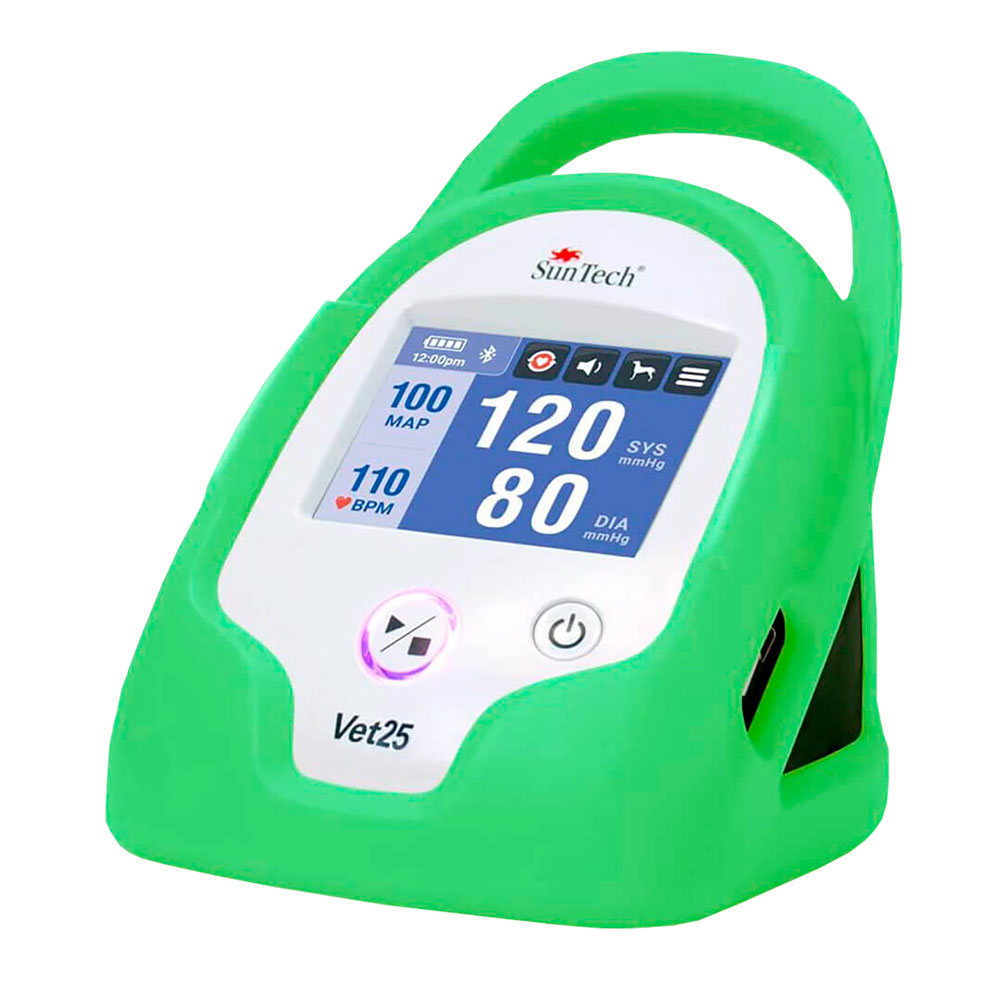 Monitor de Pressão Arterial para Animais de Estimação, marca SunTech Medical, modelo Vet25, Capa Verde - Uso Veterinário