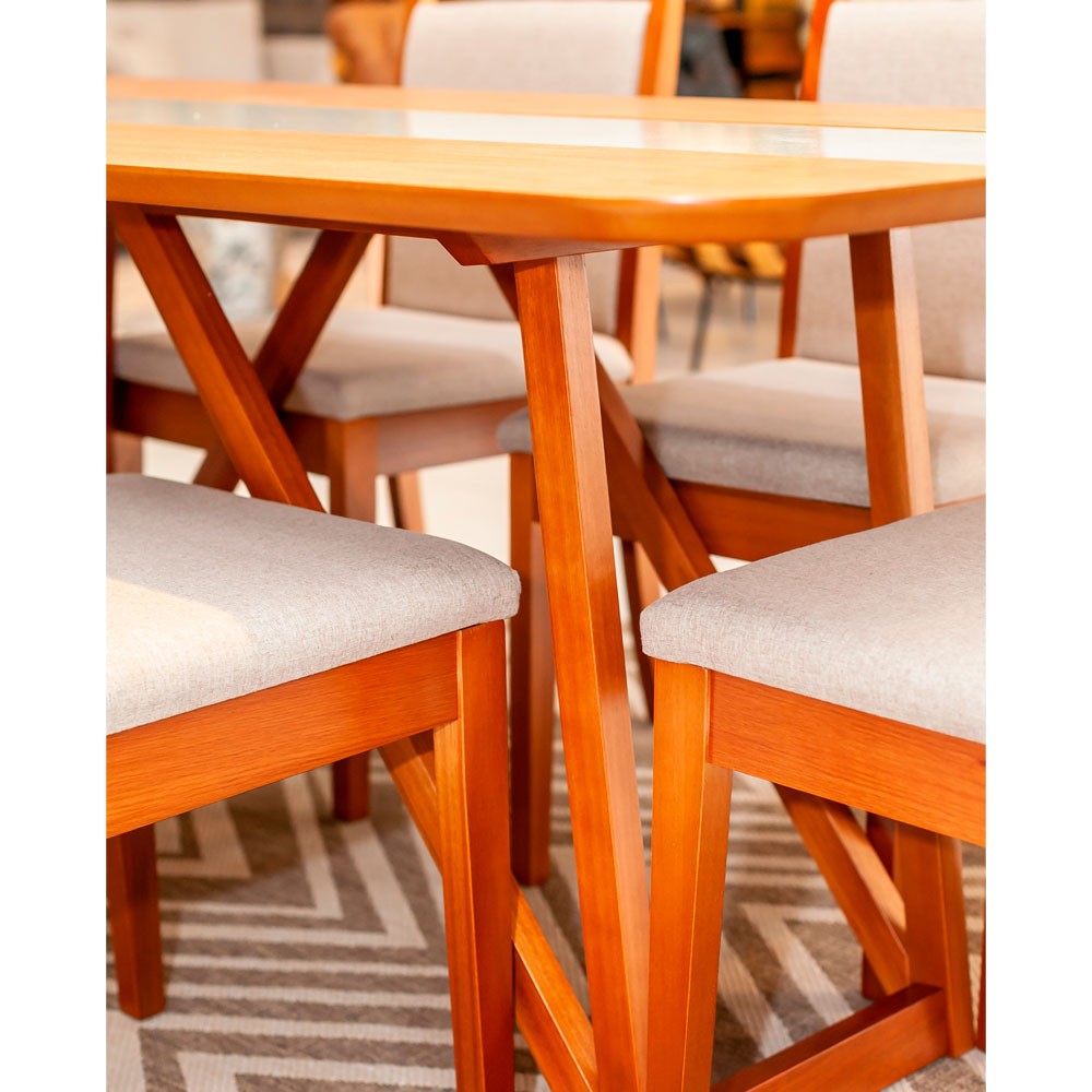 Conjunto de Mesa de Jantar Off White 180x90 com 6 Cadeiras Estofadas Herval