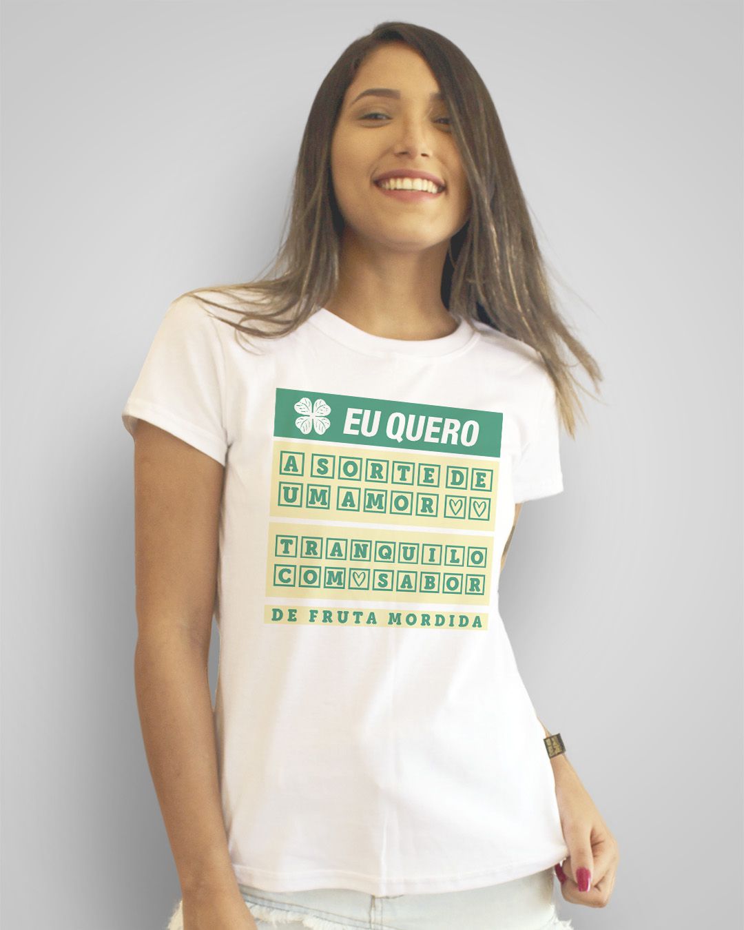 Camiseta Eu quero a sorte de um amor tranquilo, com sabor de fruta mordida - Cazuza ft. Cássia Eller