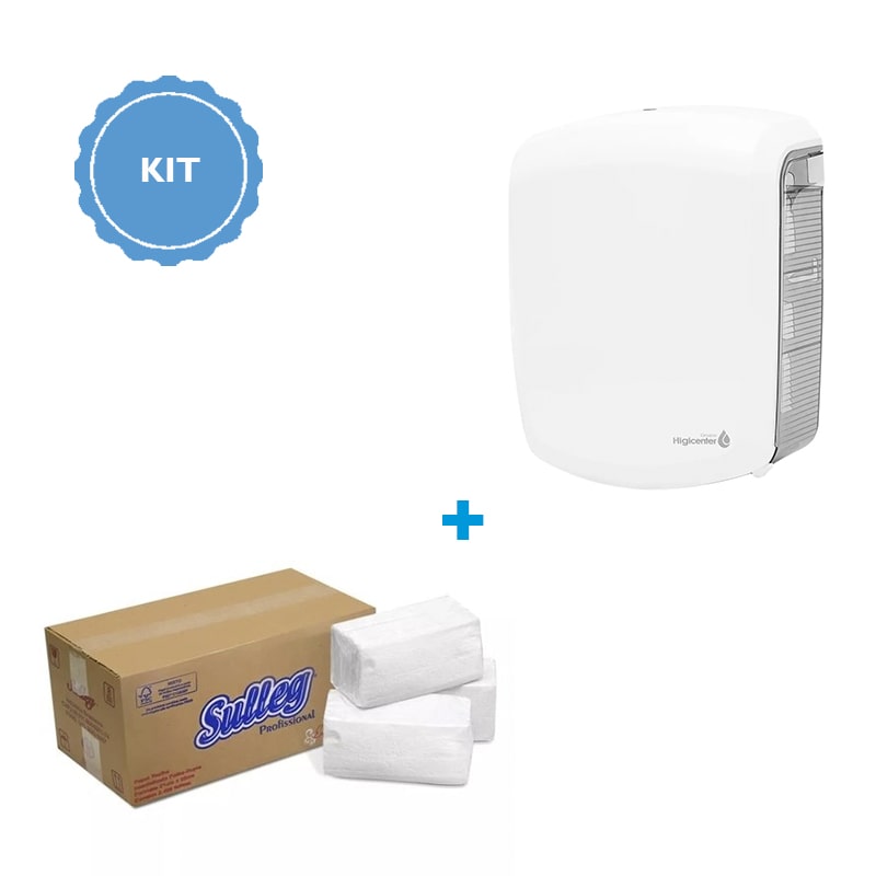 Kit dispenser papel toalha branco Elisa + Sulleg - Higinet