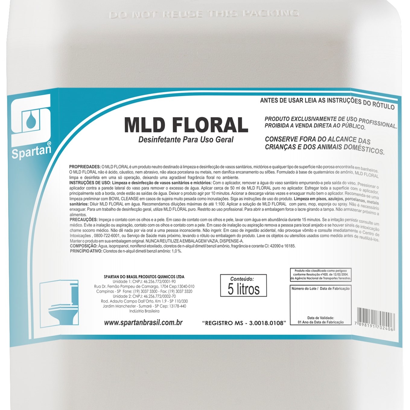 MLD Floral - Limpador + Desinfetante 5 Litros  - Higinet