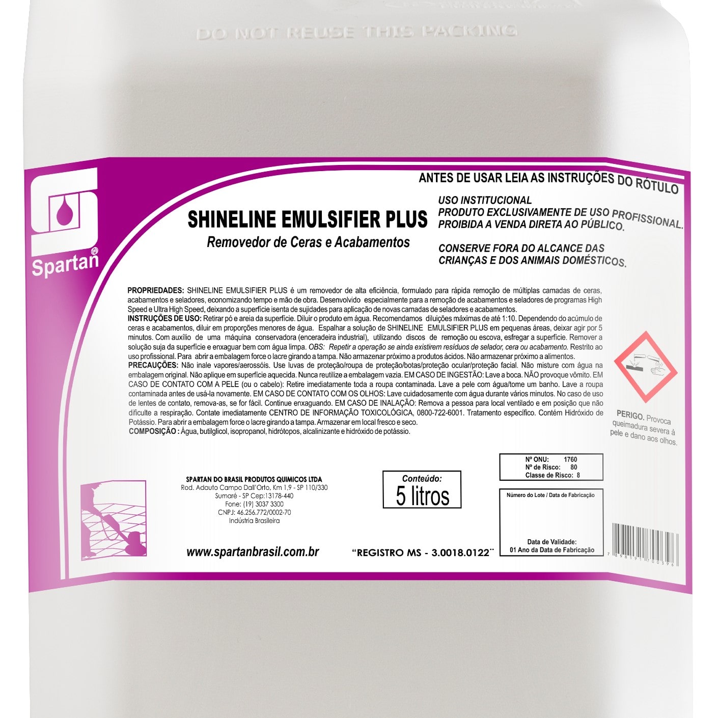 Shineline Emulsifier Plus Removedor 5 Litros Spartan - Higinet