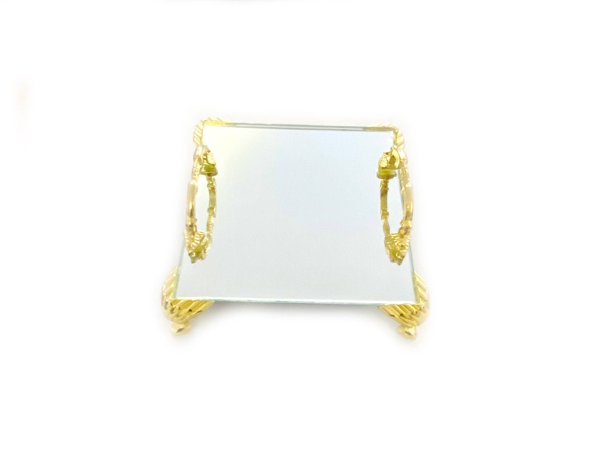 Bandeja Espelhada Itália Alça Dourada Luxo,Lavabo 10x10