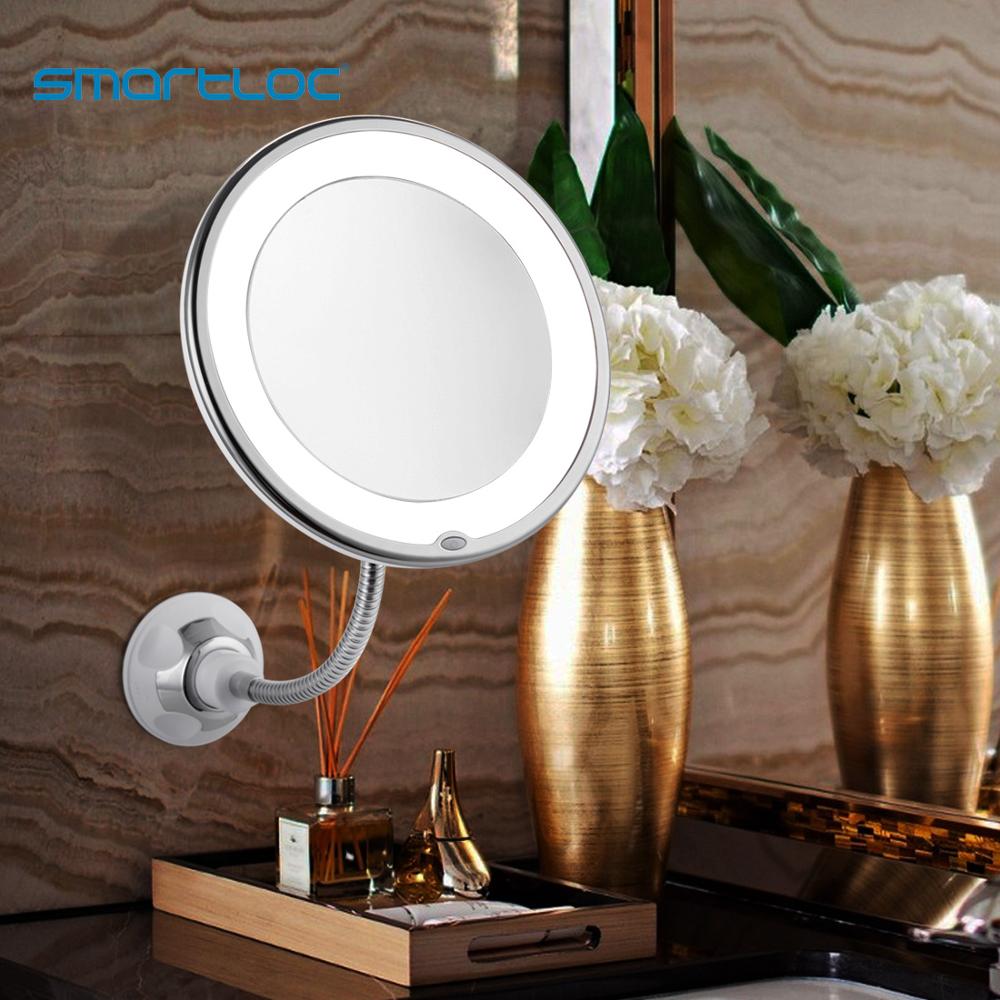 Smartaplique-espelho de parede, extensível, led, inteligente, para banheiro, maquiagem, montado na parede
