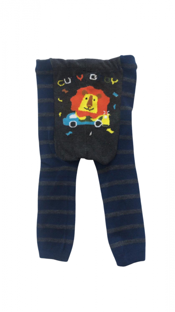 Calça de lã infantil bebê leãozinho estilo meia calça Azul