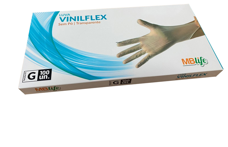 Luva VinilFlex Descartável Sem Pó Transparente MBlife - Medix