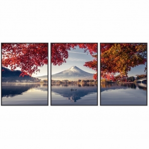 Composição com 3 Quadros com Fotografia do Monte Fuji