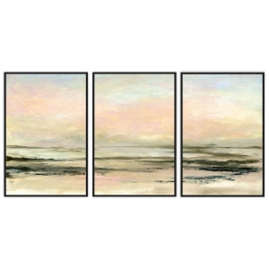 Composição com 3 Quadros com Pintura Abstrata de Mar