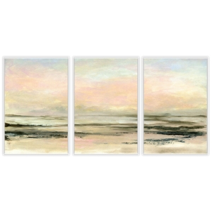 Composição com 3 Quadros com Pintura Abstrata de Mar