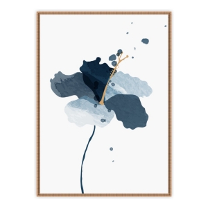 Conjunto com 3 Quadros Decorativos Floral Azul