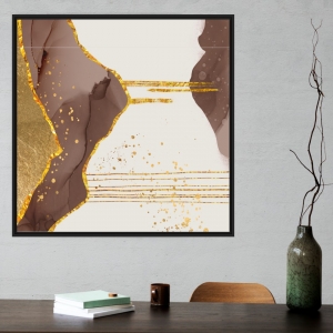 Quadro Abstrato Marrom com Dourado