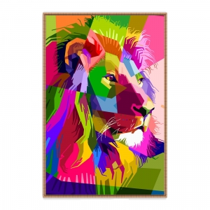 Quadro com Leão Artístico Colorido
