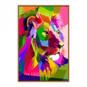 Quadro com Leão Artístico Colorido