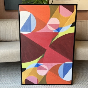 Quadro com Pintura Geométrica Colorida - 60x90cm cada - Moldura Preta