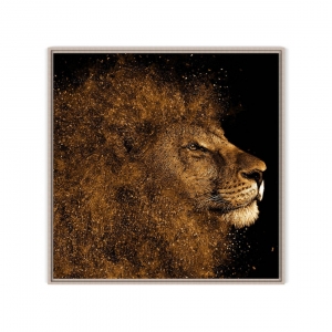 Quadro Decorativo Leão Artístico Dourado