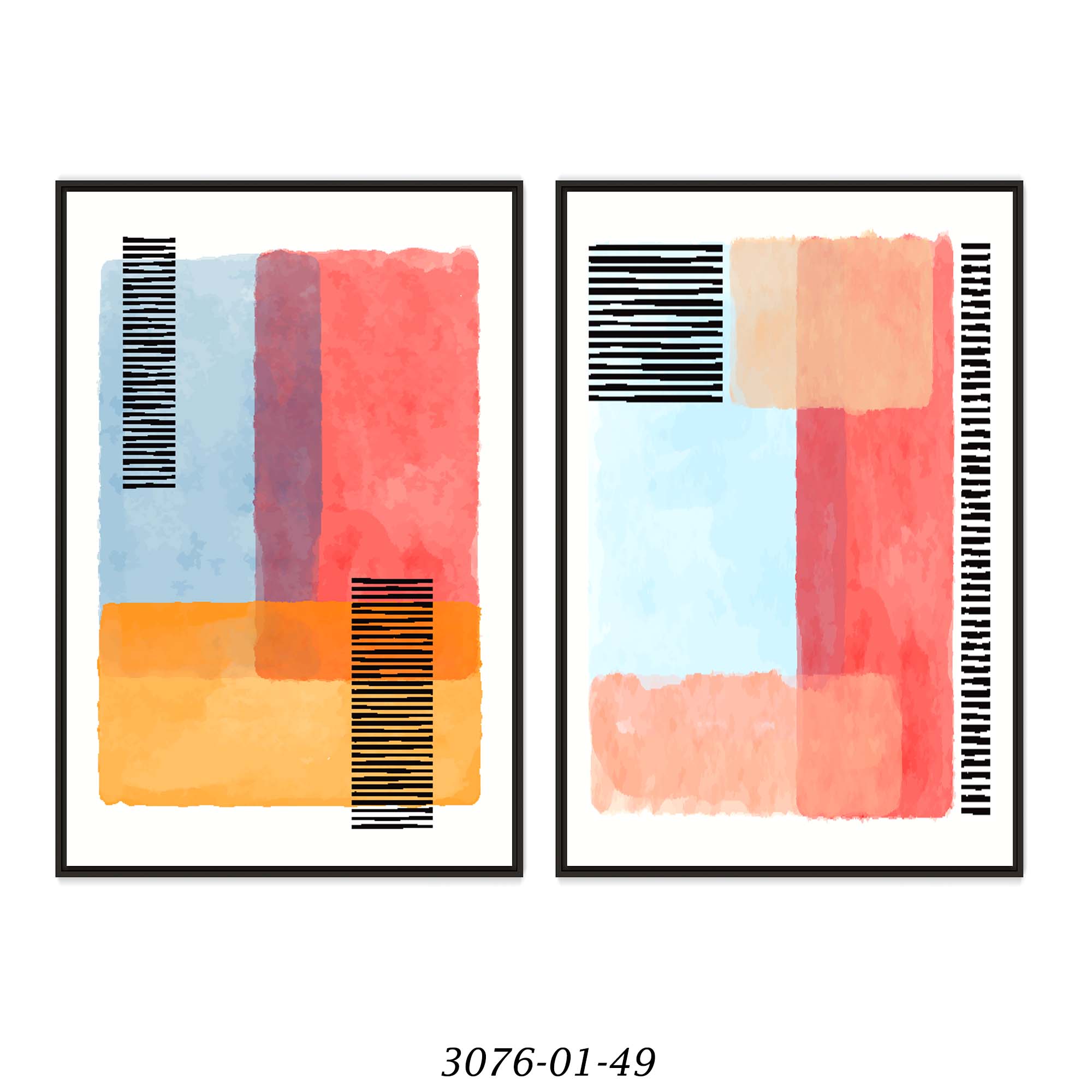 Conjunto com 2 Quadros Decorativos Geométricos Abstrato Colorido