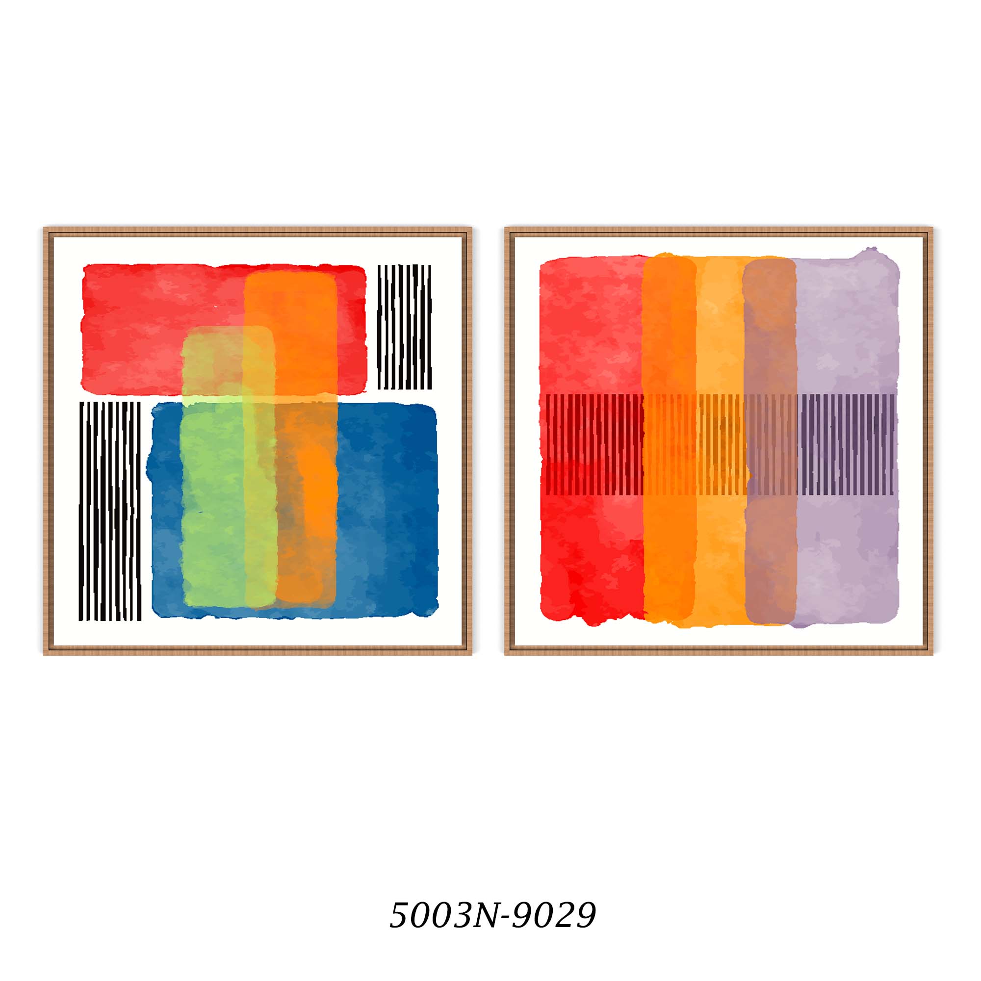 Conjunto com 2 Quadros Decorativos Geometricos Abstrato Coloridos