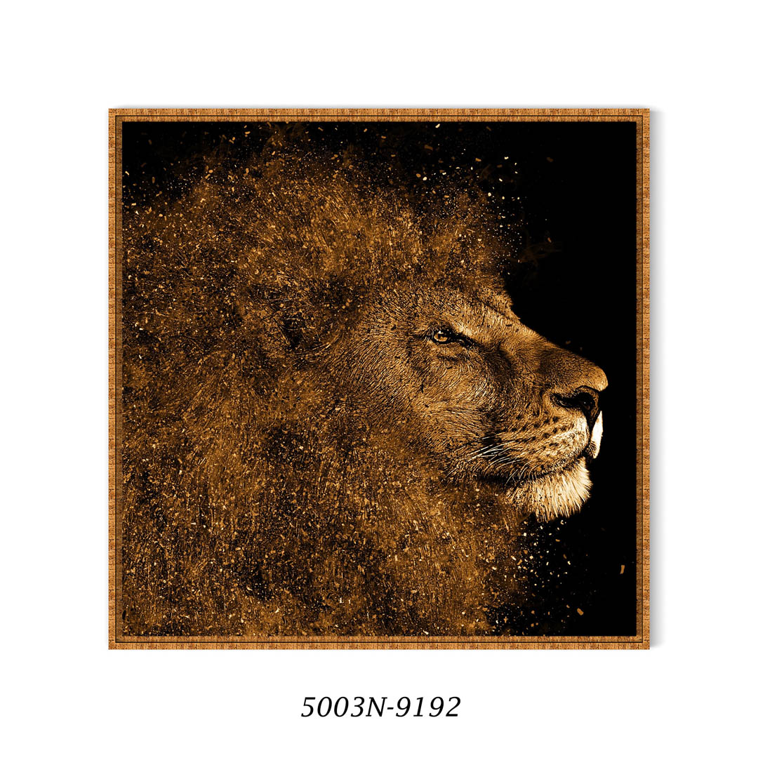 Quadro Decorativo Leão Artístico Dourado