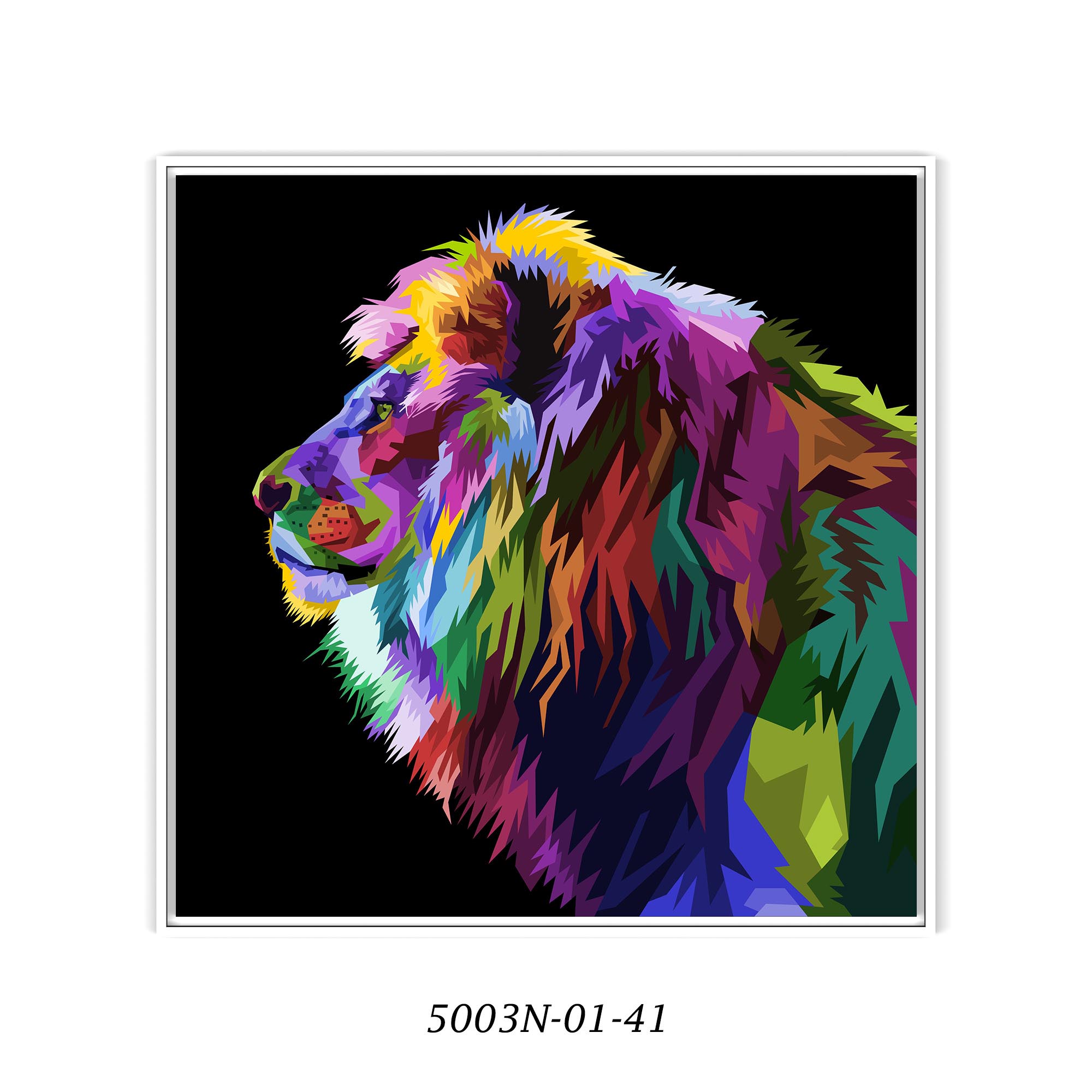 Quadro Decorativo com Arte Colorida de Leão