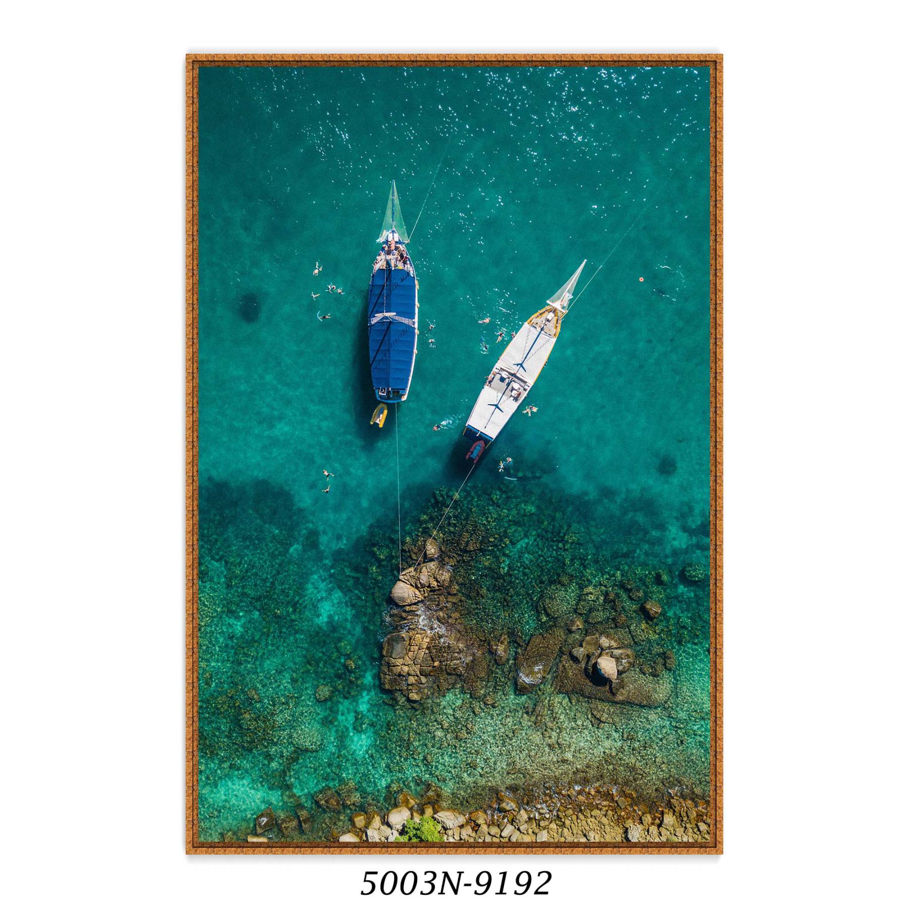 Quadro Decorativo com Fotografia de Barcos no Mar