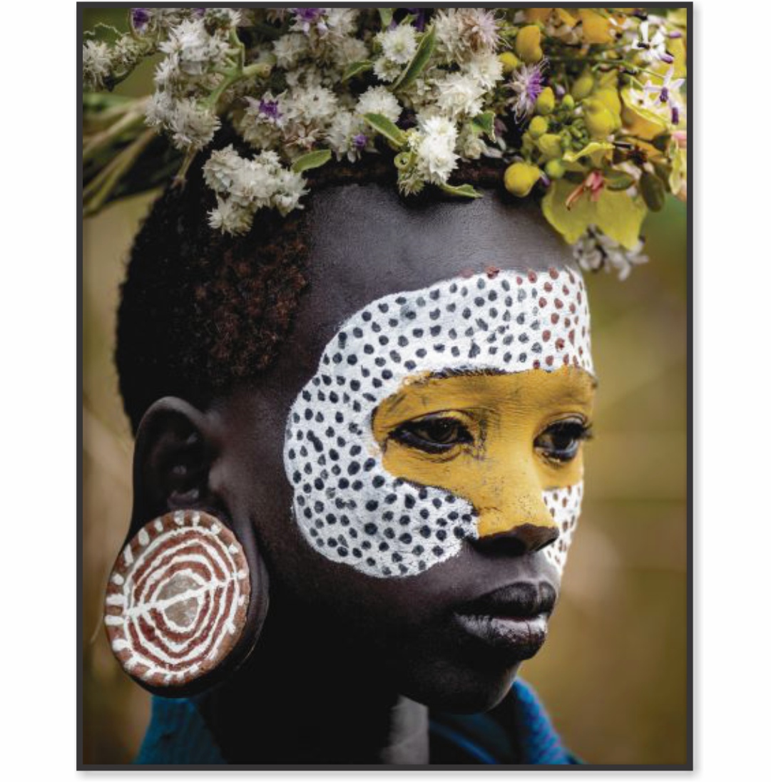 Quadro Decorativo com Fotografia de Índio Tribo Surmi - Africano