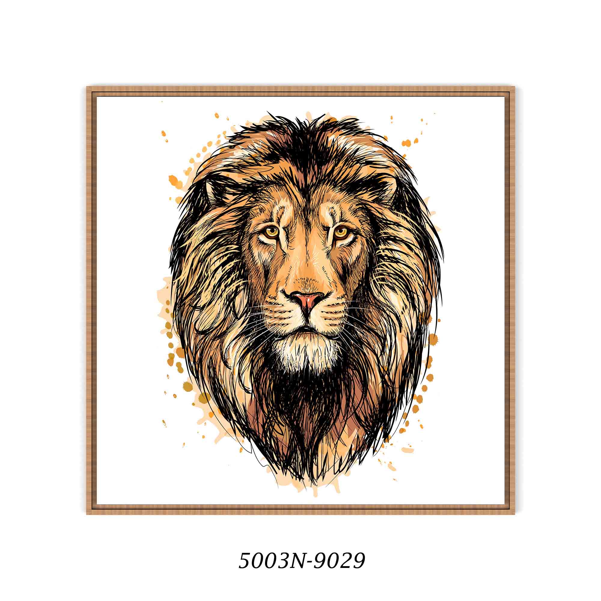 Quadro Decorativo de Desenho de Leão em Aquarela