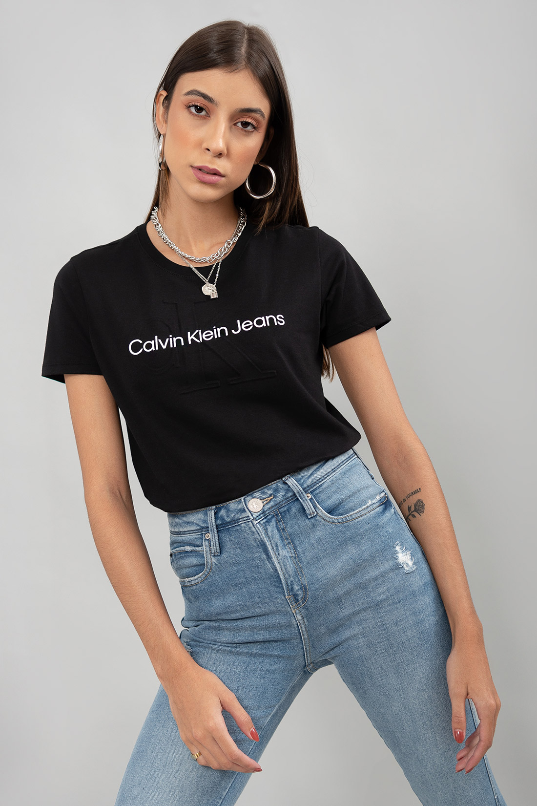 T Shirt Calvin Klein Jeans Logo Embossed