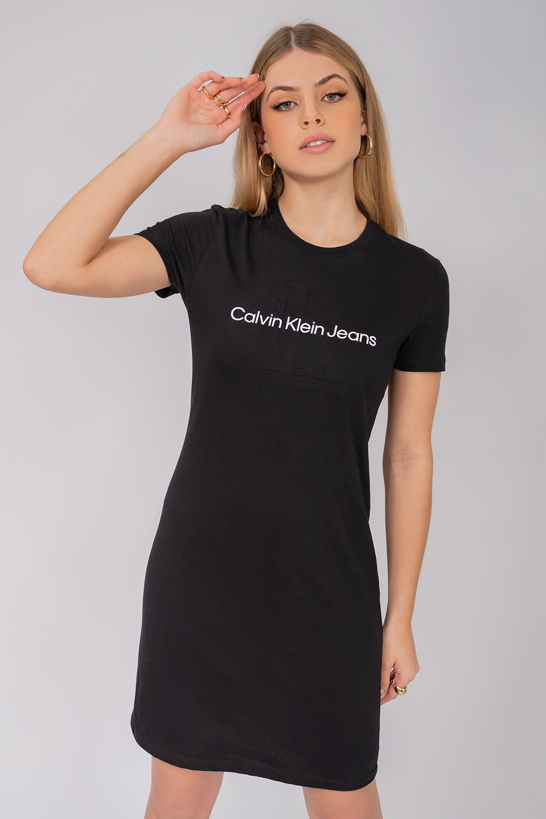 Vestido Calvin Klein Jeans Logo Embossed