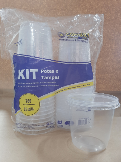 Kit Pote e Tampa 780ml (25 unidades) - Copozan