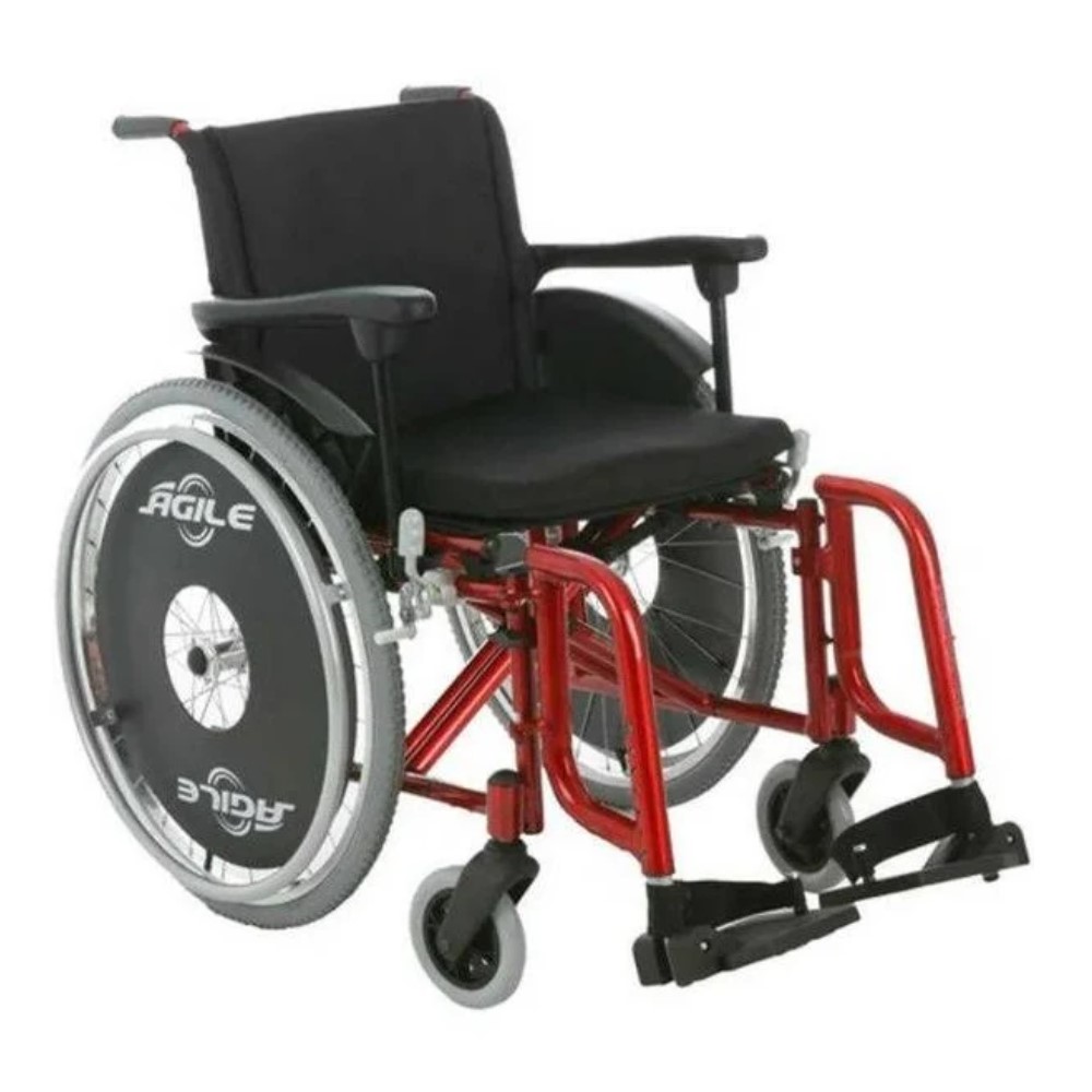 Cadeira de Rodas Alumínio Ágile 44cm Vermelha - Jaguaribe