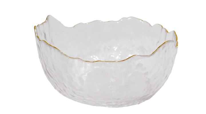 Bowl Grande de Vidro com Borda Dourada 20x20x8,5 cm
