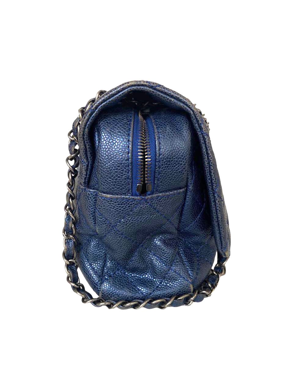 Bolsa Chanel Caviar Azul Grande com Dustbag
