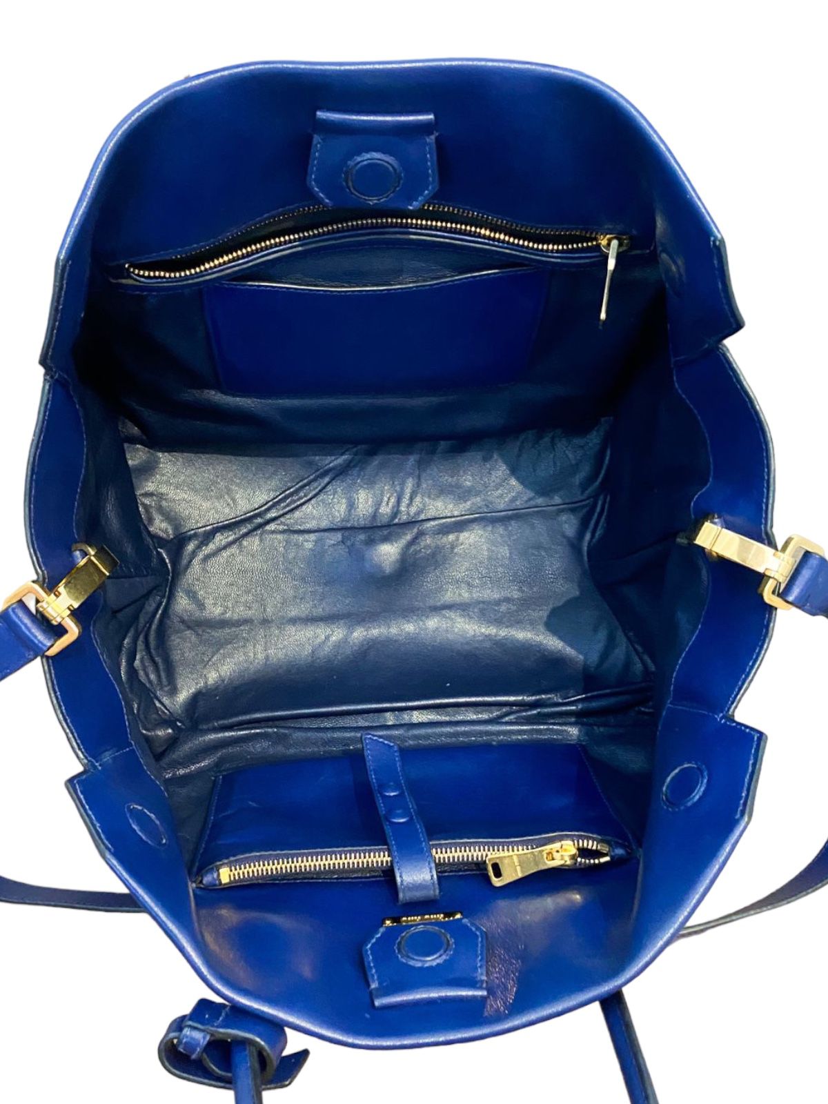 Bolsa Miu Miu Couro Azul Com Dustbag
