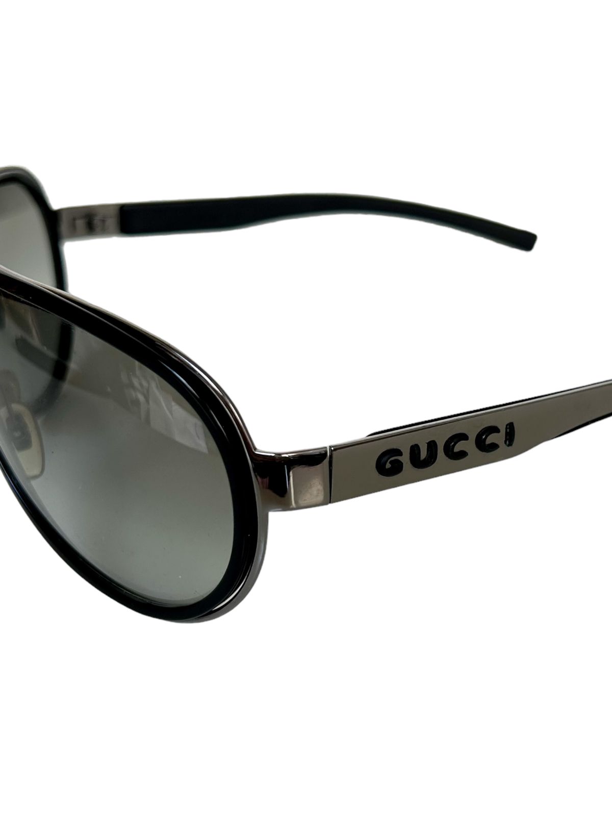 Óculos Gucci Prata com Preto com Caixa