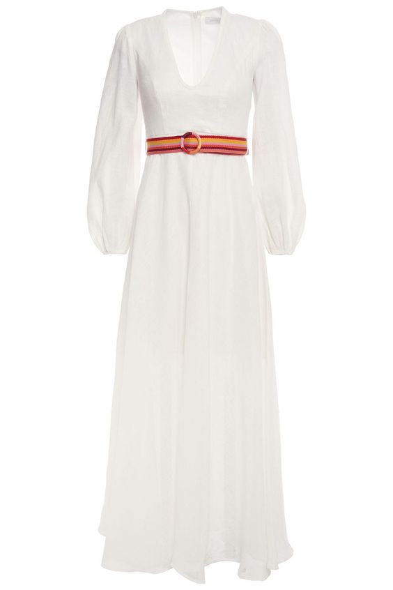 Vestido Zimmermann Linho Branco com Cinto Colorida Size 0