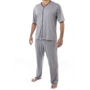 Pijama Manga Curta Aberto C/ CalÇa Gola V Liso