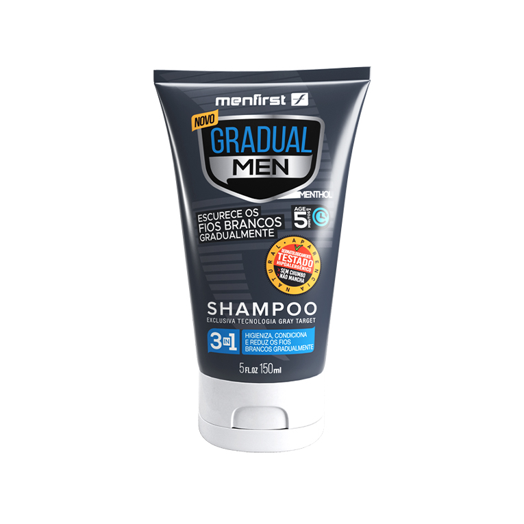 CÓPIA - Shampoo Escurecedor de Cabelo Gradual Men  | Menfirst | 3 em 1 - Limpa, condiciona e escurece Dev