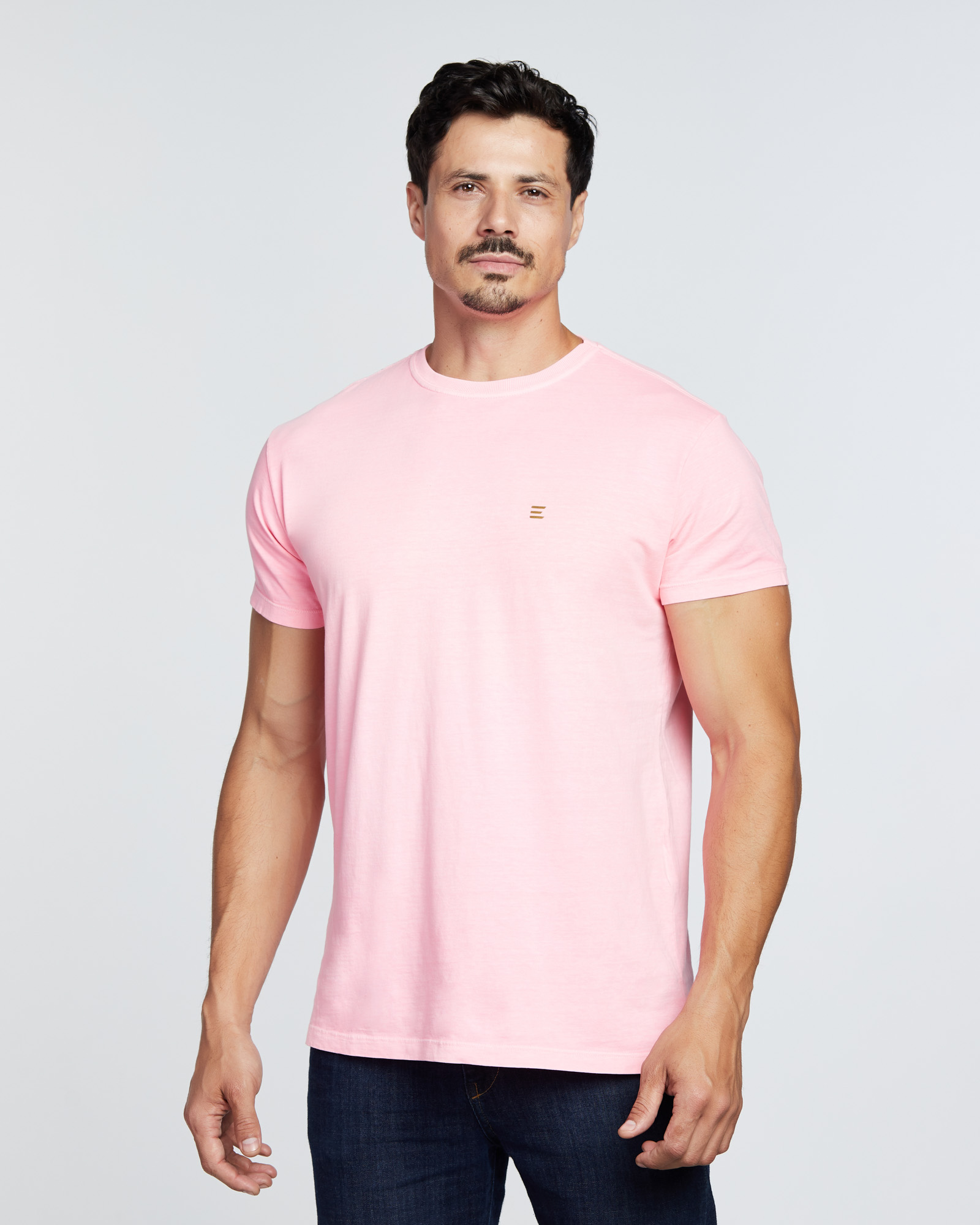 Camiseta Básica Masculina Estonada Neon Salmão Evolvee