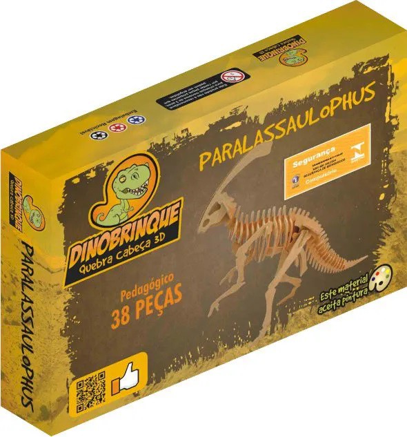Quebra Cabeça 3D Dinossauro Parasaurolophus 38 Peças em MDF