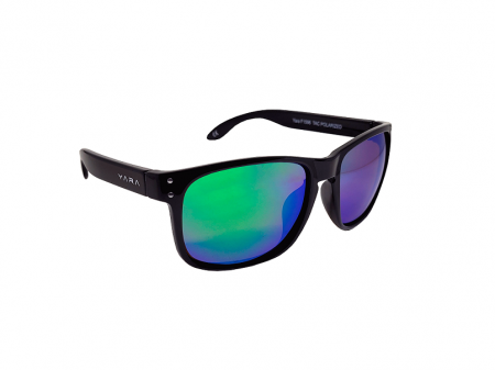 Óculos de sol polarizado - Dark Vision F1596 - Classic - Lente Interna Marrom com Verde Espelhado - Armação Preta - Floating